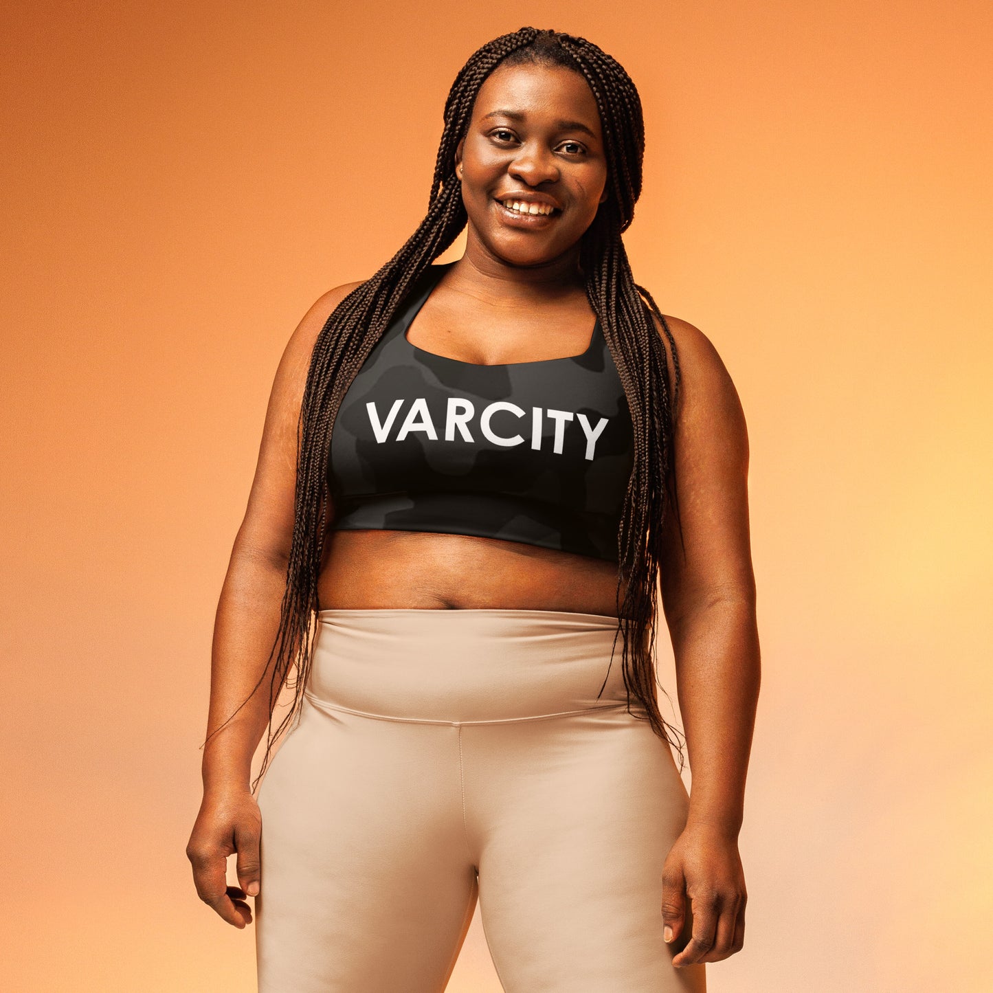 Women's Varcity Brand Longline Stealth Sports Bra